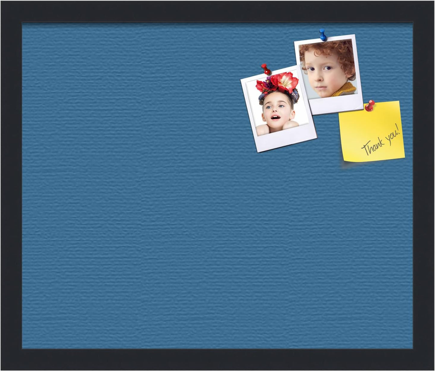 PinPix 18x15 Inch Cork Bulletin Board. This Decorative Framed Pin Board Comes with Navy Pastel Design and a Satin Black Frame. Ideal for Home Office Decor or Message Board (PinPix-1811)