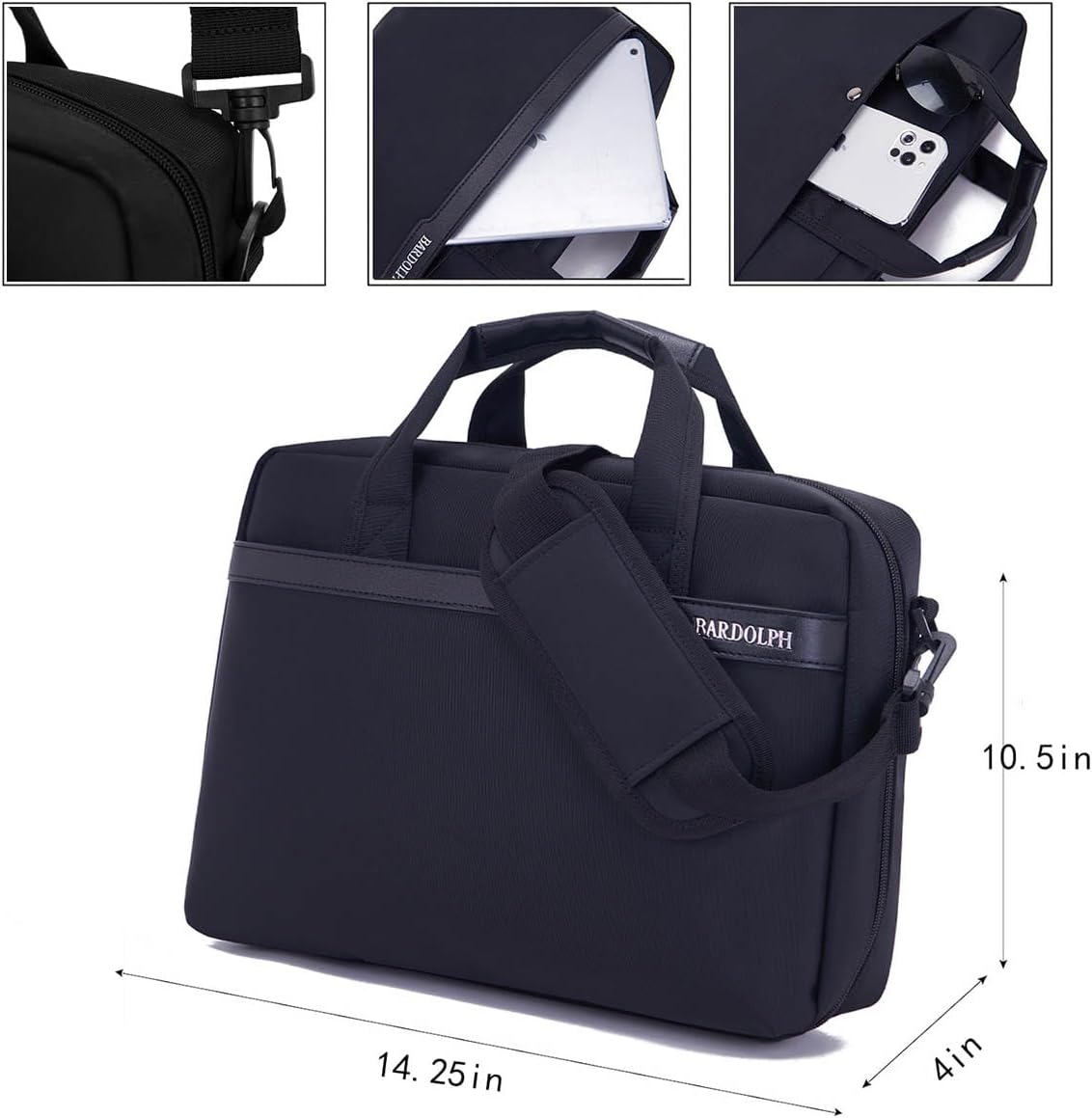 BARDOLPH Accordian File Folder with Handle, 12 Pocket Expanding Folder with Zipper, Heavy Duty Accordian Organizer (Black)