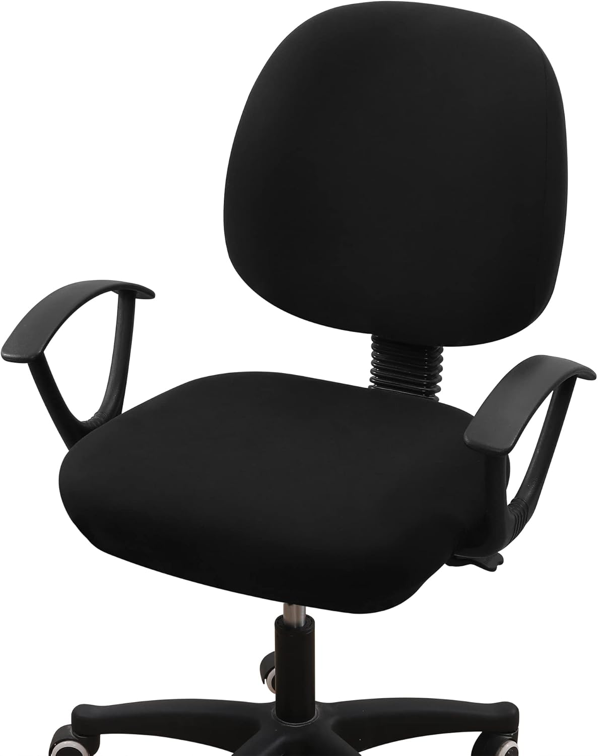 Smiry Stretch Printed Office Computer Chair Covers, Universal Washable Removable Desk Rotating Chair Slipcovers Protector, Seat + Backrest Cover - Black