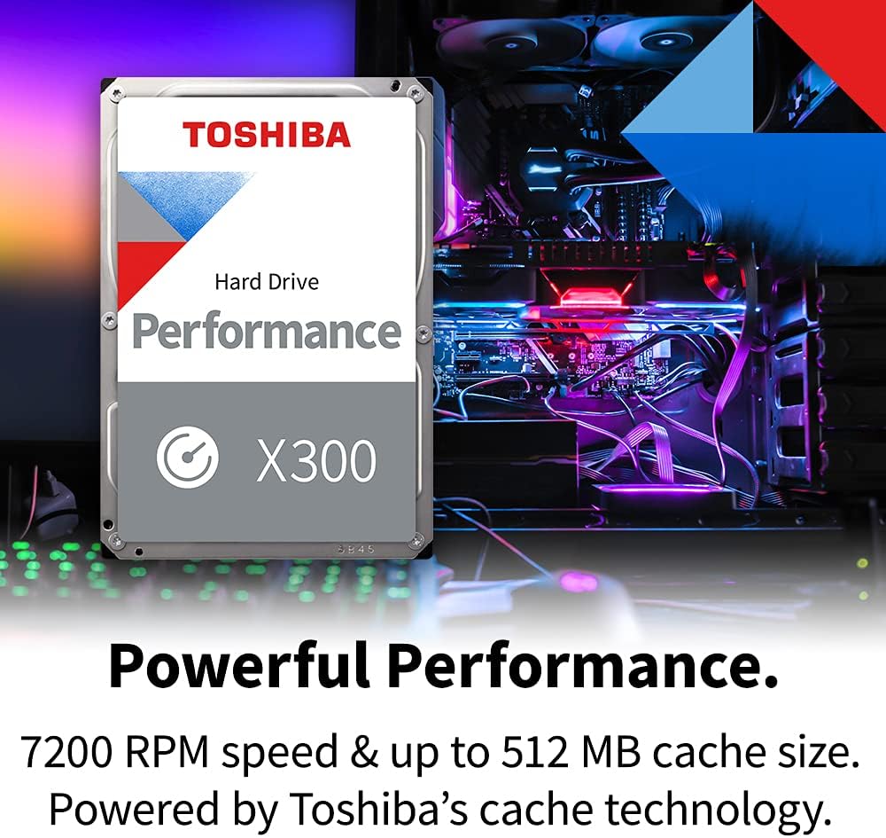 Toshiba X300 6TB Performance & Gaming 3.5-Inch Internal Hard Drive – CMR SATA 6 GB/s 7200 RPM 512 MB Cache - HDWR760XZSTA