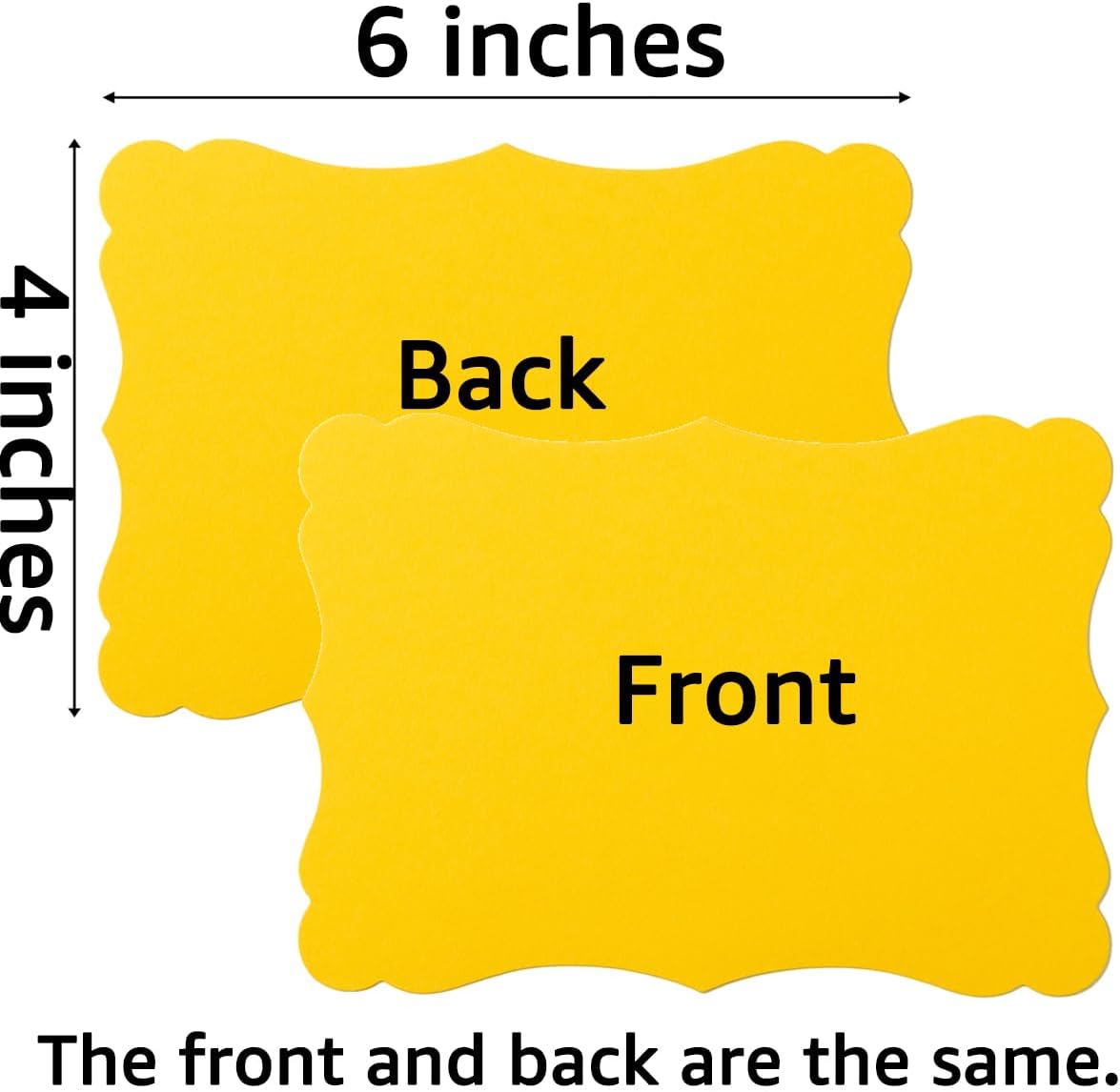 50 Pack Blank Kraft Cards Cardstock Thick Paper Brown Greeting Cards for DIY Gift Card Menus, Baby Shower and Wedding Invitations (Yellow, 5 Colors, 4x6IN)