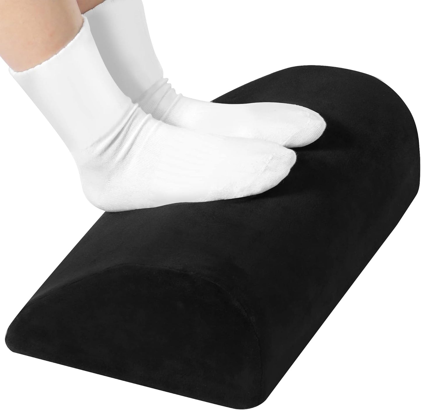 Amazon Basics Foam Foot Rest for Under Desk at Work with Washable Cover, Comfortable Stool for Home and Office, 5.1 x 10.2 x 17.3 in, Black