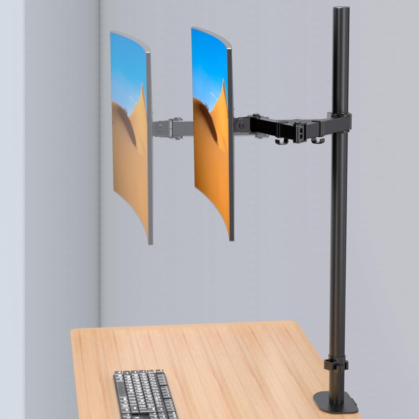 Pholiten Extra Tall Single Monitor Desk Mount Stand with 31.5inch Pole for 13 to 32 inch Screens,Fully Adjustable Monitor Arm Mount for Desk,Holds up to 22lbs