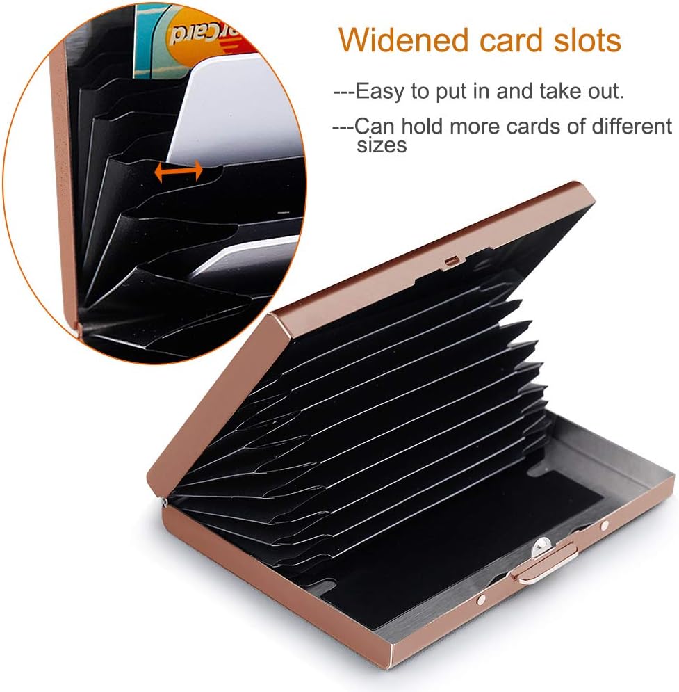 EASTNIGHTS RFID Credit Card Holder Protector Metal Credit Card Wallet Business Card Holder for Men Women Gift Box Package (Copper)