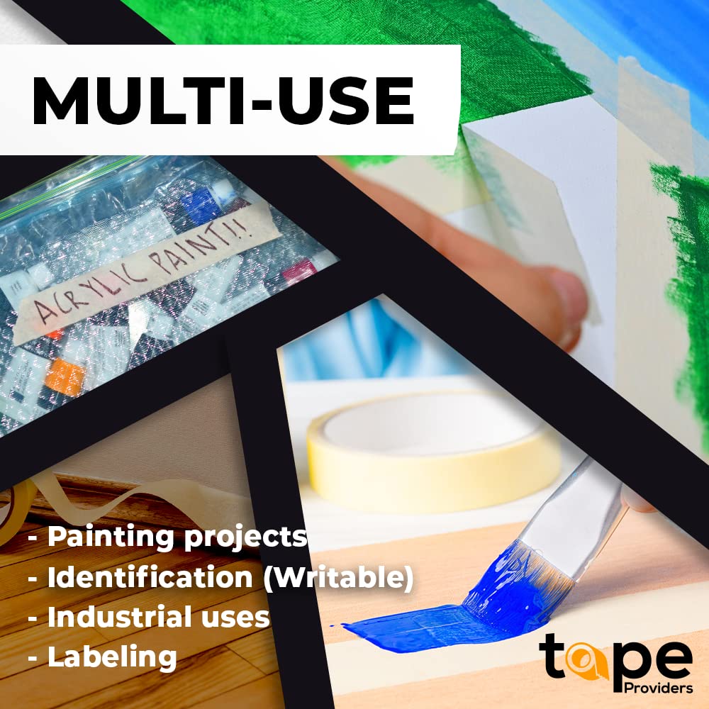 WOD MT5 Utility Grade Masking Tape, 6 inch x 60 yds. (Pack of 8) for Home or Office air-Dry Painting, Labeling, & Packing. Leaves no Residue