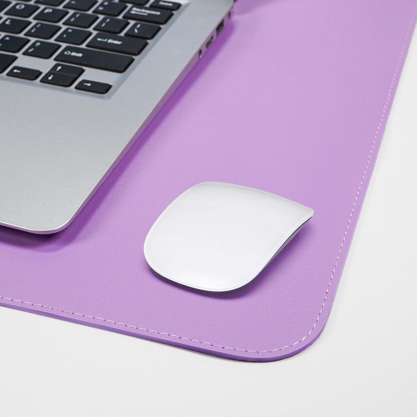 Leather Desk pad Protector- 47.2" x 23" Large Desk mat with Natural Cork & PU Leather,Mouse pad,Non-Slip Office Desk Mat,Waterproof Desk Writing Pad for Office and Home(Purple)