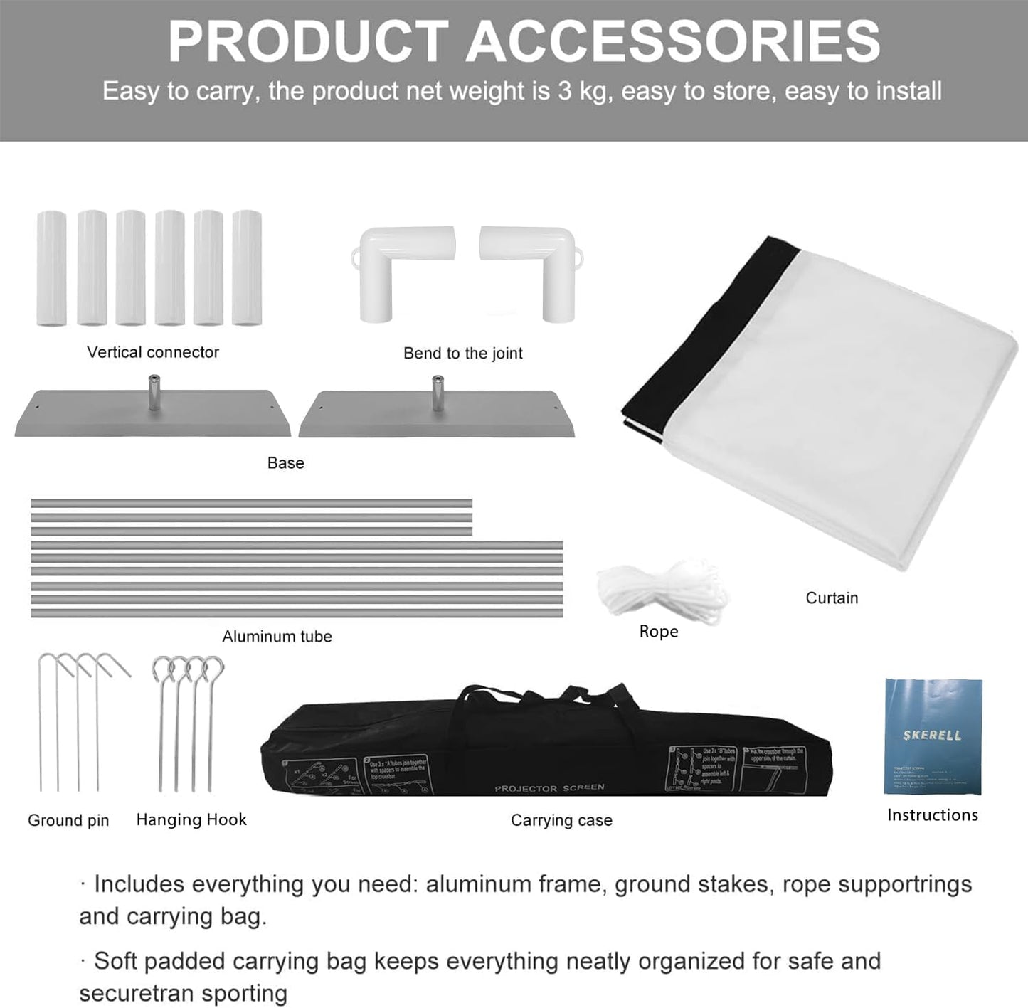 Outdoor Projector Screen with Stand 100 Inch: Portable Projection Screen for Outside Theater Home Backyard Movies