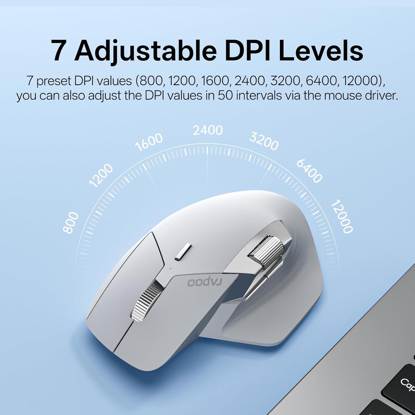 Rapoo MT760 PRO Wireless Mouse, NearLink + Bluetooth 5.0 Multi-Device, 12K DPI, 2K Polling, Ergo for Work & Gaming, 11 Programmable Buttons, On-Board Memory, Quiet Clicks, USB-C, 120 Days Battery Life