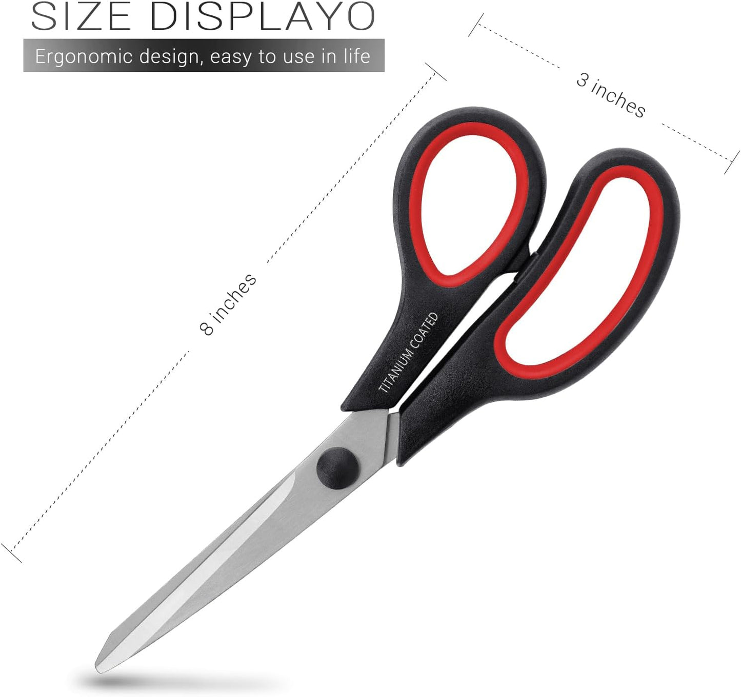 Scissors 8" Multipurpose Right/Left Handed Titanium Coated Sturdy Sharp Scissors for Office Home School Students