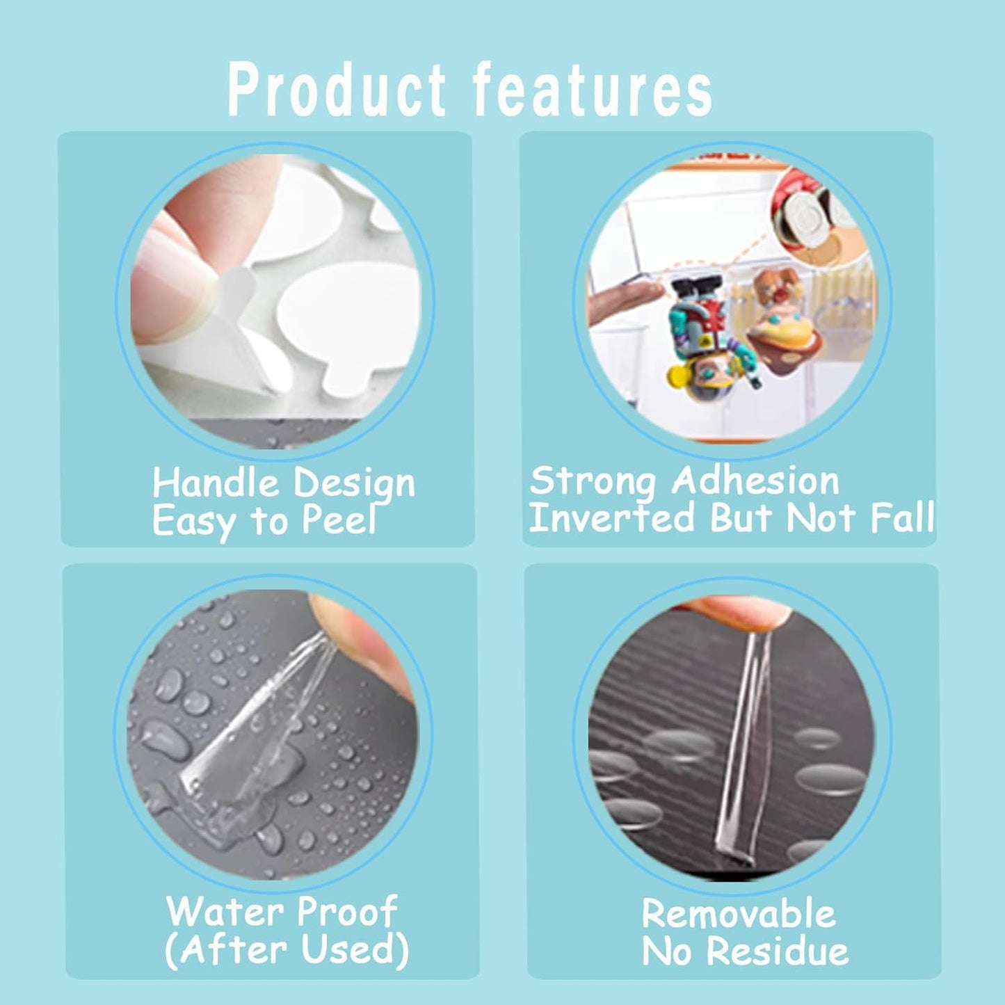 Double Sided Sticky Dots with Pull Tab, 0.79" Adhesive Sticky Tack Tape, Clear Museum Putty Sticky Glue for Wall Hanging, Crafts, Balloons, Poster, Decorations No Residue, 126 Dots