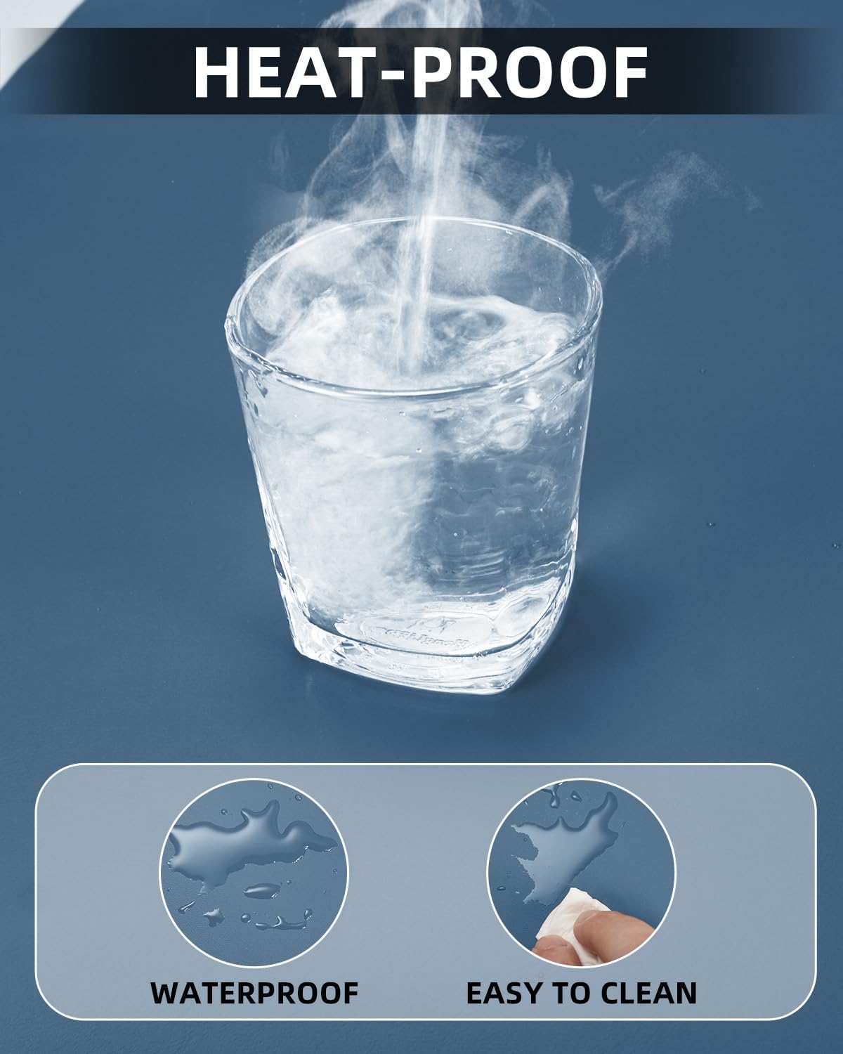 Leather Desk Pad Protector, Office Mat, Large Mouse Pad, Non-Slip Blotter, Laptop Pad, Waterproof Writing Pad for Office & Home (Grey Blue, 40" x 17")