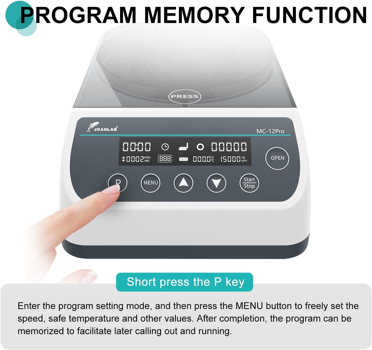 Lab High Speed Centrifuge Machine Bechtop Microcentrifuges 3 in 1 Rotor for 0.2/0.5/1.5/2mL Tube Capacity (12000RPM)