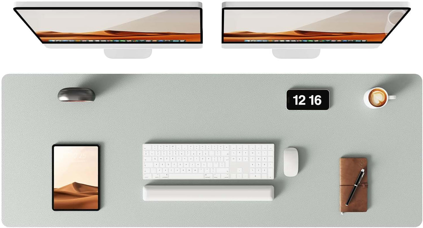 YSAGi Leather Desk Pad Protector, Office Desk Mat, Large Mouse Pad, Non-Slip PU Leather Desk Blotter, Laptop Desk Pad, Waterproof Desk Writing Pad for Office and Home (Grayish Green, 47" x 17")