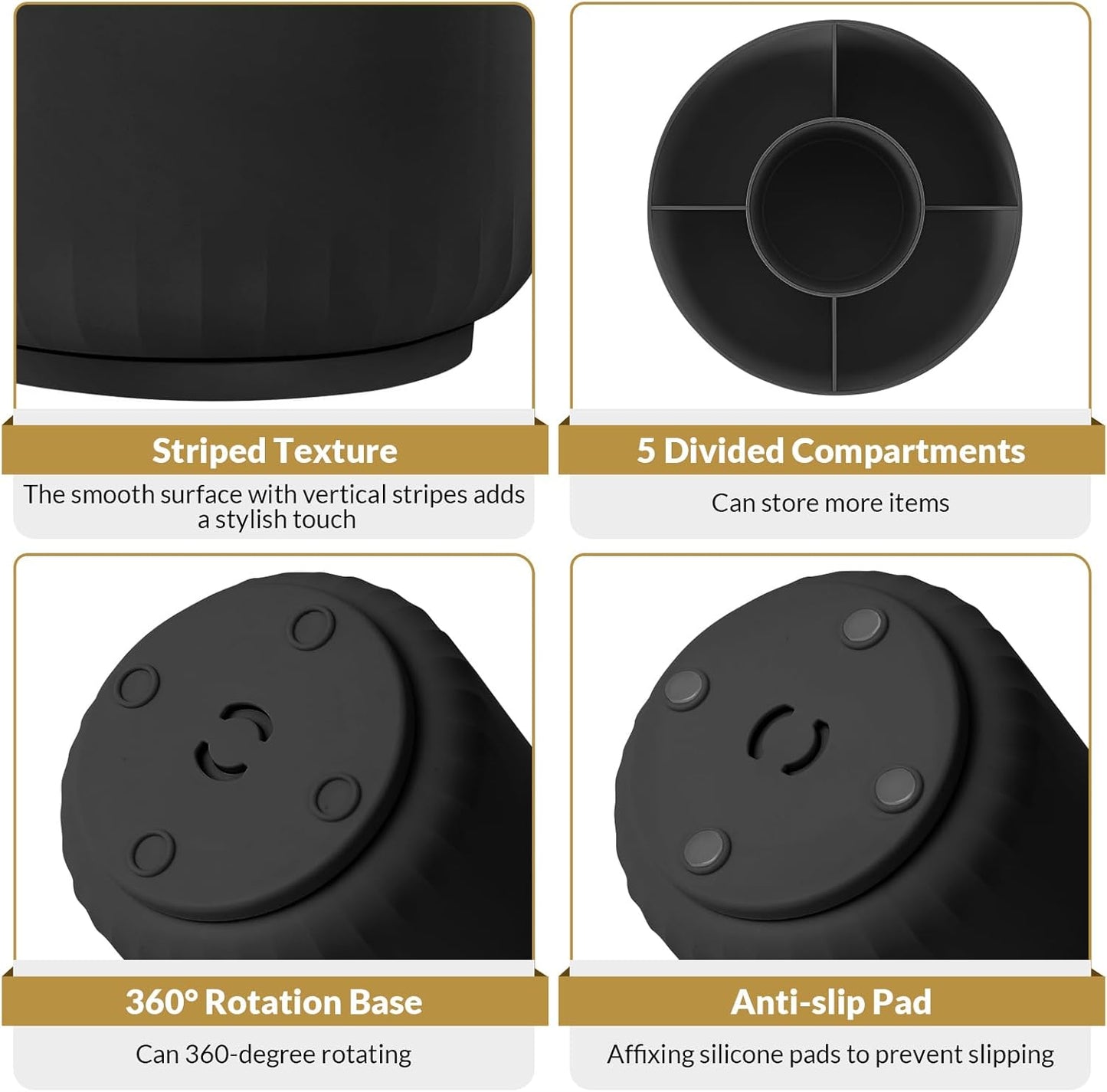 SKYDUE 360 Degree Rotating Pencil Pen Holder for Desk, Dual-Purpose Desk Organizer, Rotating Pencil Cup with 5 Slots, Office Supplies, Desk Decor for Office, School, Home