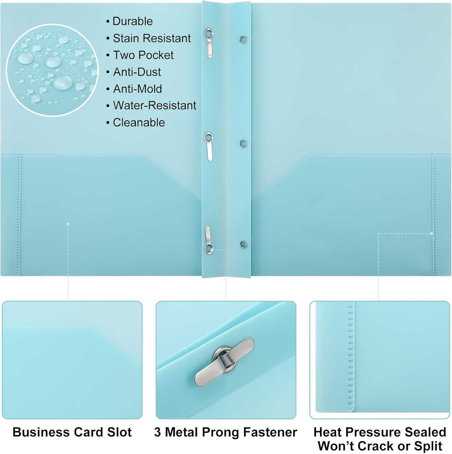 Patelai 48 Pcs Plastic Folders with 2 Pockets and 3 Prongs Home Folders with Card Slot Letter Size Heavy Duty Report Covers for Back to School(Pastel Color,Classic)