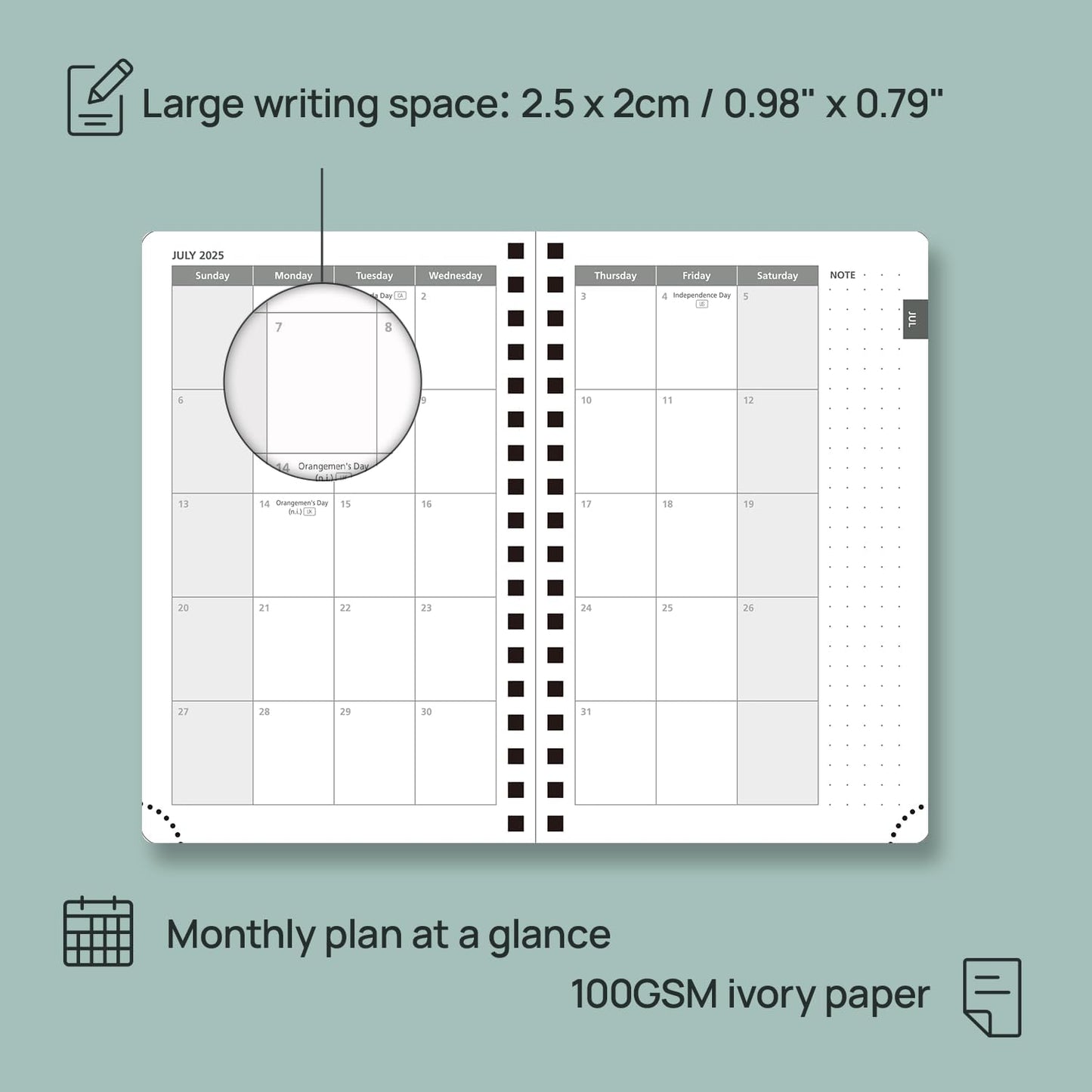 POPRUN Planner 2025-2026 Weekly Notebook (Pocket Size 4''x 6.25''), Small Academic Calendar for Purse with Spiral Soft Cover, Plastic Ruler, Inner Pocket, 100 GSM - Lilac