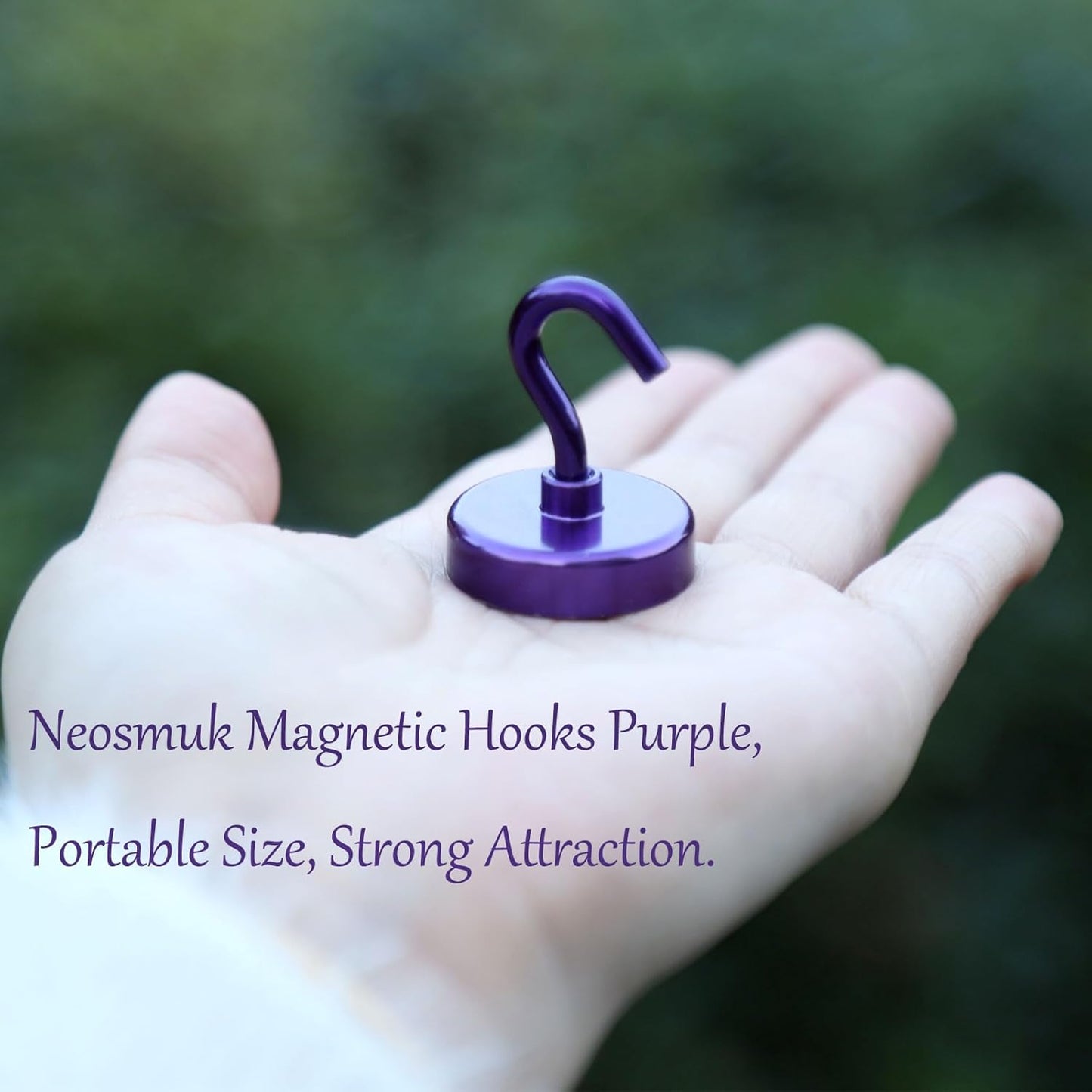 Neosmuk Magnetic Hooks Heavy Duty,Strong Magnet with Hook for Fridge, Super Neodymium Extra Strength Industrial Hooks for Hanging, Magnetic Hanger for Toolbox, Cruise, Grill(Purple,4 Pack)