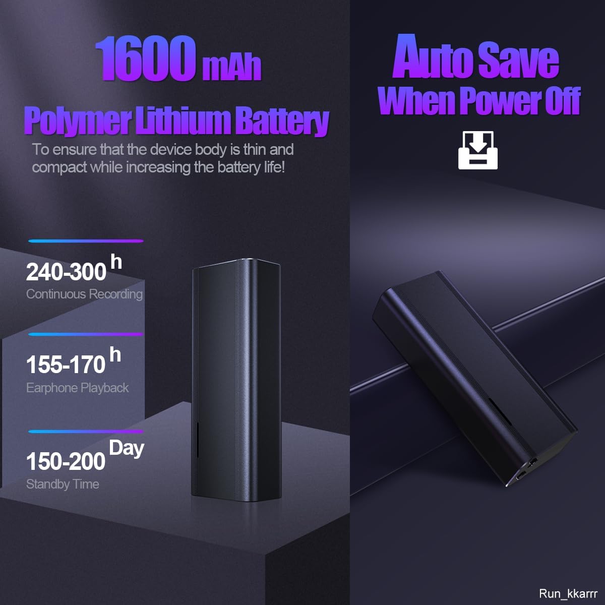 128GB Voice Activated Recorder with AI Intelligent Triple Noise Reduction Digital Audio Recorder Recording Devices, Voice Recorder with 2000 Hours Recording Capacity, 300 Hours Battery Time