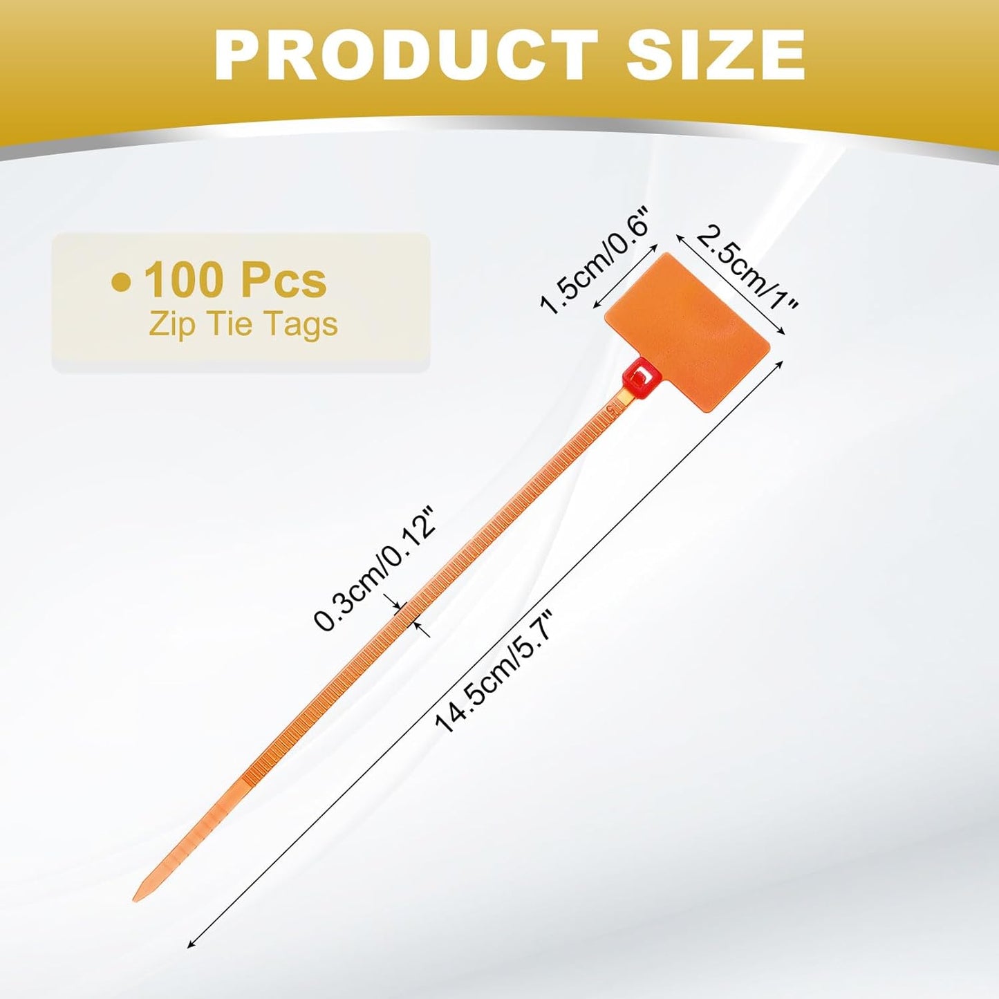 uxcell 100 Pcs Cable Label Marker Tags, Nylon Cable Zip Tie Tags 6.3 Inch Writable Self-Locking Wire Labels Zip Ties for Organization Marking, Orange