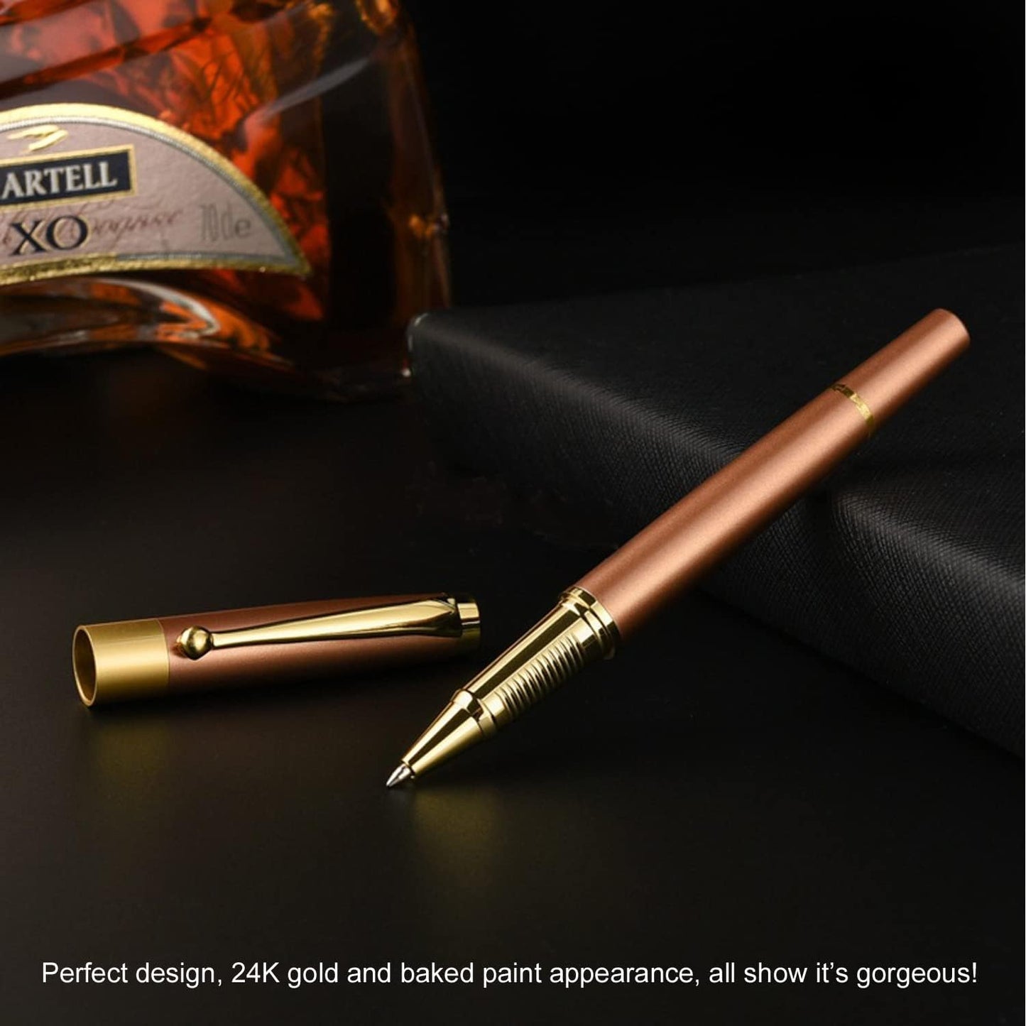 YIVONKA Ballpoint Pen Black Refill,Luxury Ballpoint Line width 0.5mm,Best Ball Pen Gift Set for Men & Women Professional Executive,Office,Nice BallPens Classy Gift Box (2 Rose Gold)