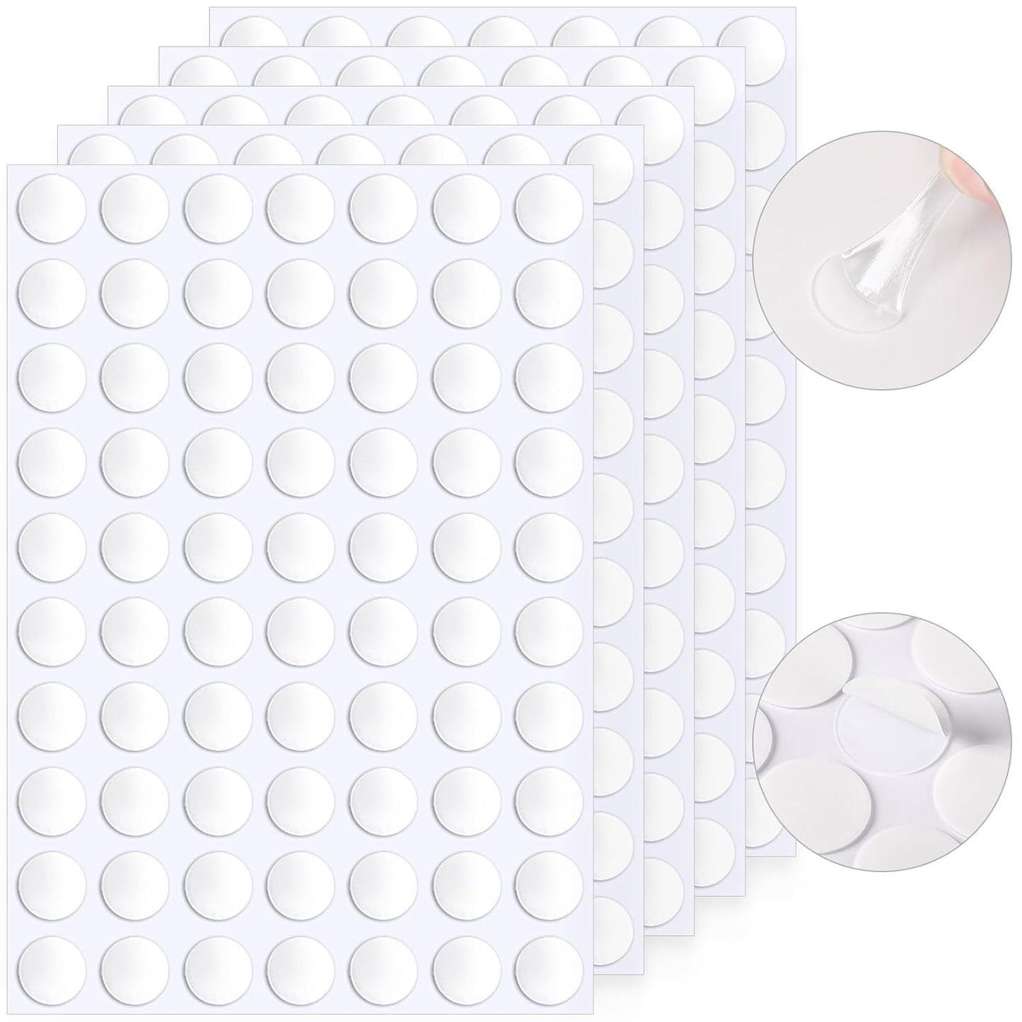 JUNEBRUSHS 350 Pieces Double Sided Sticky Dots, Sticky Tack for Wall Hanging Removable Poster Putty Clear Round Putty No Trace Adhesive Sticky Putty for Balloon Craft DIY Art Office Supplies (20 mm)