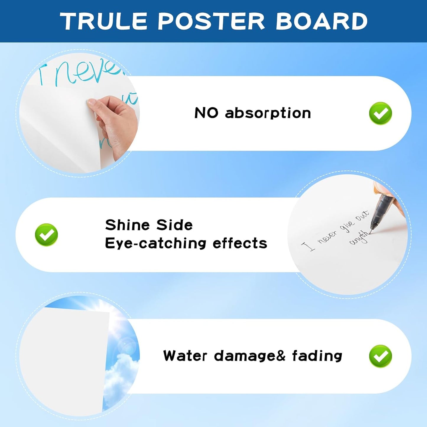 VinTS 22x28 White Poster Board, 100PCS Poster Paper,2 Side Glossy & Matte Thickness Poster Board Bulk for School Arts,Vision, Science Fair(Pack of 100)