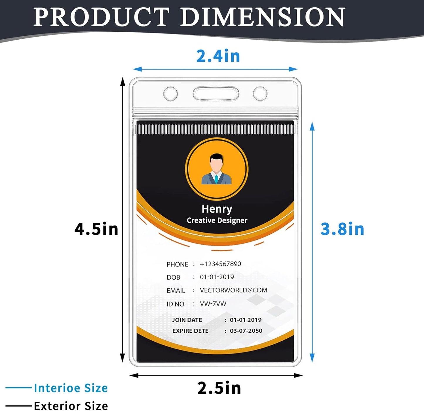 600 Pack ID Badge Holder - Vertical Badge Holder, 2.25" x 3.5" Clear Cards Holders for Lanyard, Plastic Sealable Waterproof, Name Tag Holder for Nurses, Office and School