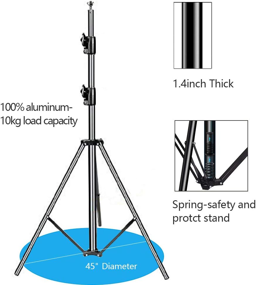 12ft x 10ft Photo Video Studio Heavy Duty Adjustable Photography Muslin Backdrop Stand Background Support System Kit with Carry Bag 4 Spring Clamps