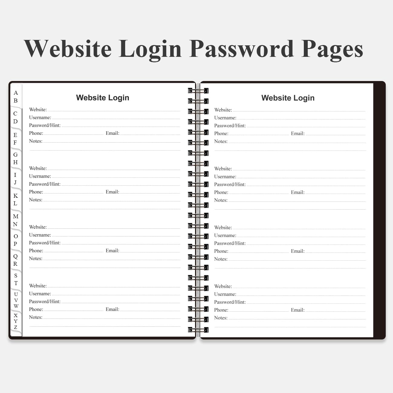 Address Book with Alphabetical Tabs - A5 Telephone & Address Book with Address Contacts, Special Date, Phone, Birthday & Internet Login Password for Home and Office, 6.2" x 8.5", Black