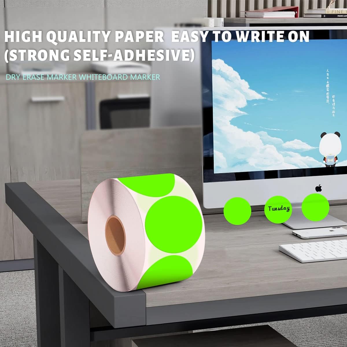 PARLAIM 2 inch Fluorescent Green Color Coding Sticker, 500PCS Round Circle Dot Labels High Visibility for Shooting Target Paster