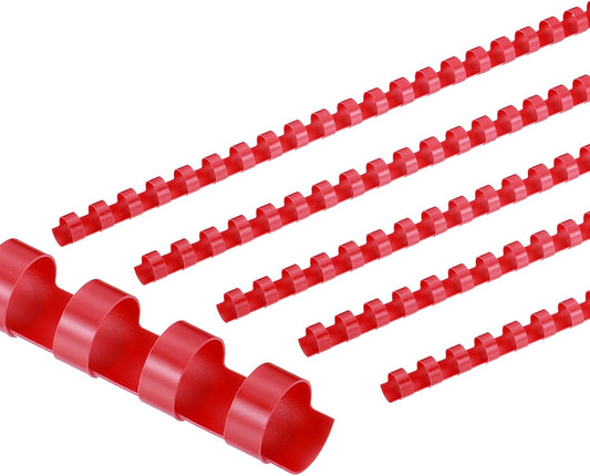 PATIKIL 12mm (1/2") Plastic Binding Combs, 50 Pcs 21 Rings Comb Binding Spines 90 Sheet Capacity Letter Size for Binding Paper Sheets, Red