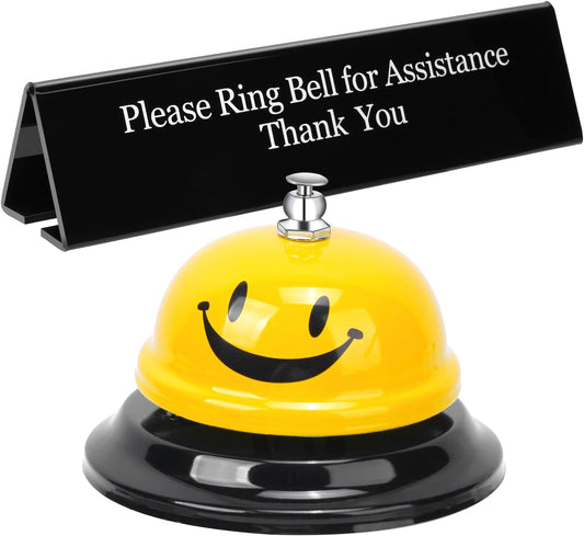 UCEC Desk Call Bell for Service & Reception - Double-Side Ring Bell Sign, 1+1 Pack