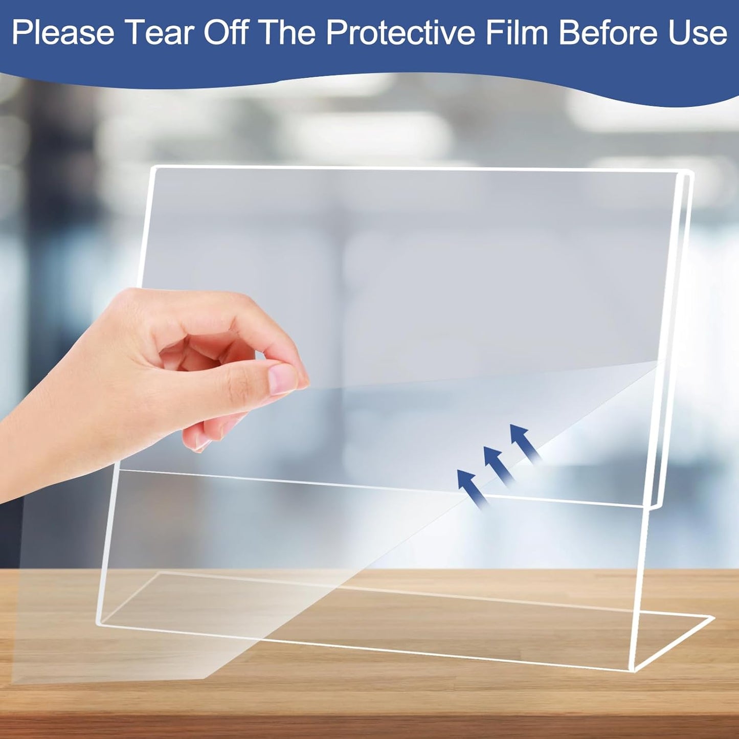 Slanted Back Acrylic Sign Holder 5 x 7 Horizontal, Clear Tabletop Acrylic Stands for Display 7 x 5, Plastic Paper Sign Holder for Office, Home, Restaurant (6 Pack 7x5 Inches)