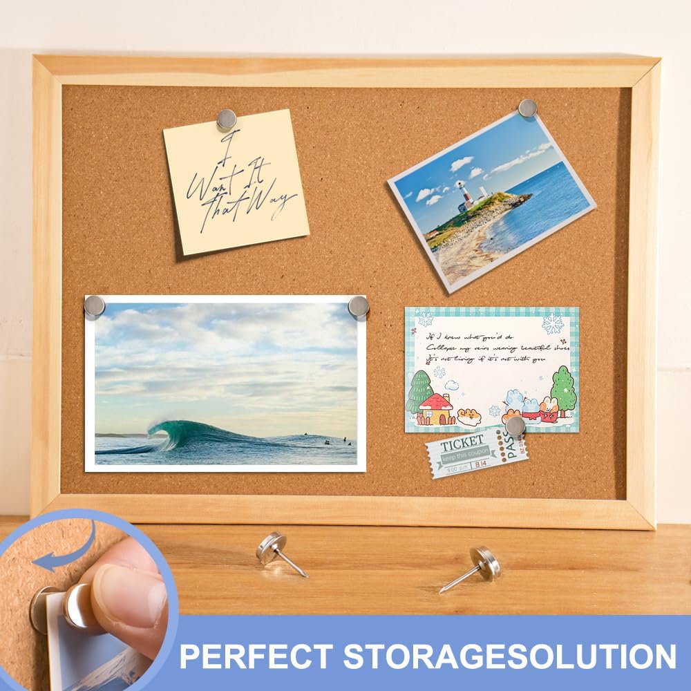 rhinocats Magnetic Push Pins, 30 Sets Magnet Thumbtack for Wall Bulletin Board Strong Decorative Pushpins Clip for Map Picture Hanging Kit Poster Holder