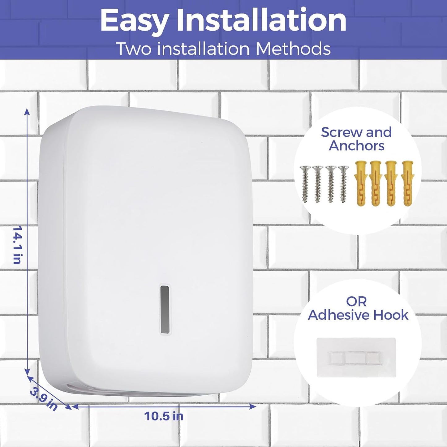 Commercial Paper Towel Dispenser Wall Mount with Lock – Fits 400+ Multifold/Trifold/Z-Fold/C-Fold Towels – Large Paper Towel Holder for Bathroom, Kitchen, Office, Home or Business (White)