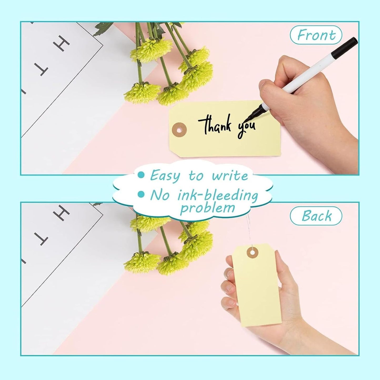 SallyFashion Tags with Metal Wire Attached, 120 PCS Blank Manila Pricing Tags for Labeling, Equipment Shipping Labels with String for Luggage Garage Clothing Inventory, 4 3/4" x 2 3/8"