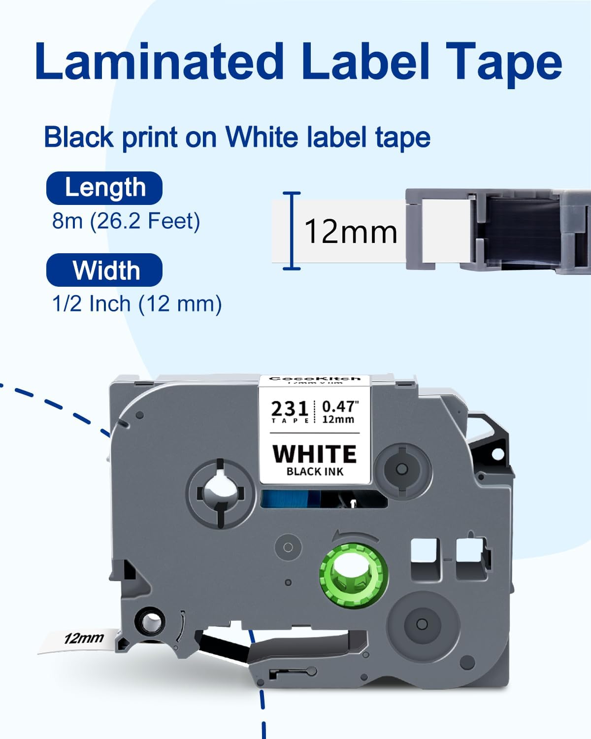 5-Pack TZe-221 Tape 9mm 0.35 Laminated White Compatible for Brother P Touch Label Tape TZe221 TZ-221 Work with Ptouch PT-D210 PT-D220 PT-H103W PT-1890 PT-D600 PT-D410 Label Maker, 3/8 Inch x 26.2 Ft