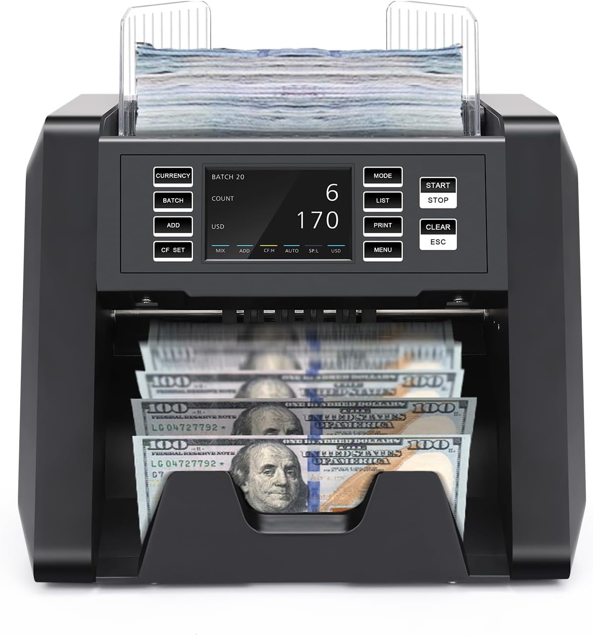 N70A Business Grade Money Counter Machine with 2CIS/UV/MG/IR Counterfeit Detection, Serial Number Reading,Mixed Denomination,Bill Counter High Speed for Store, Small Business, Office