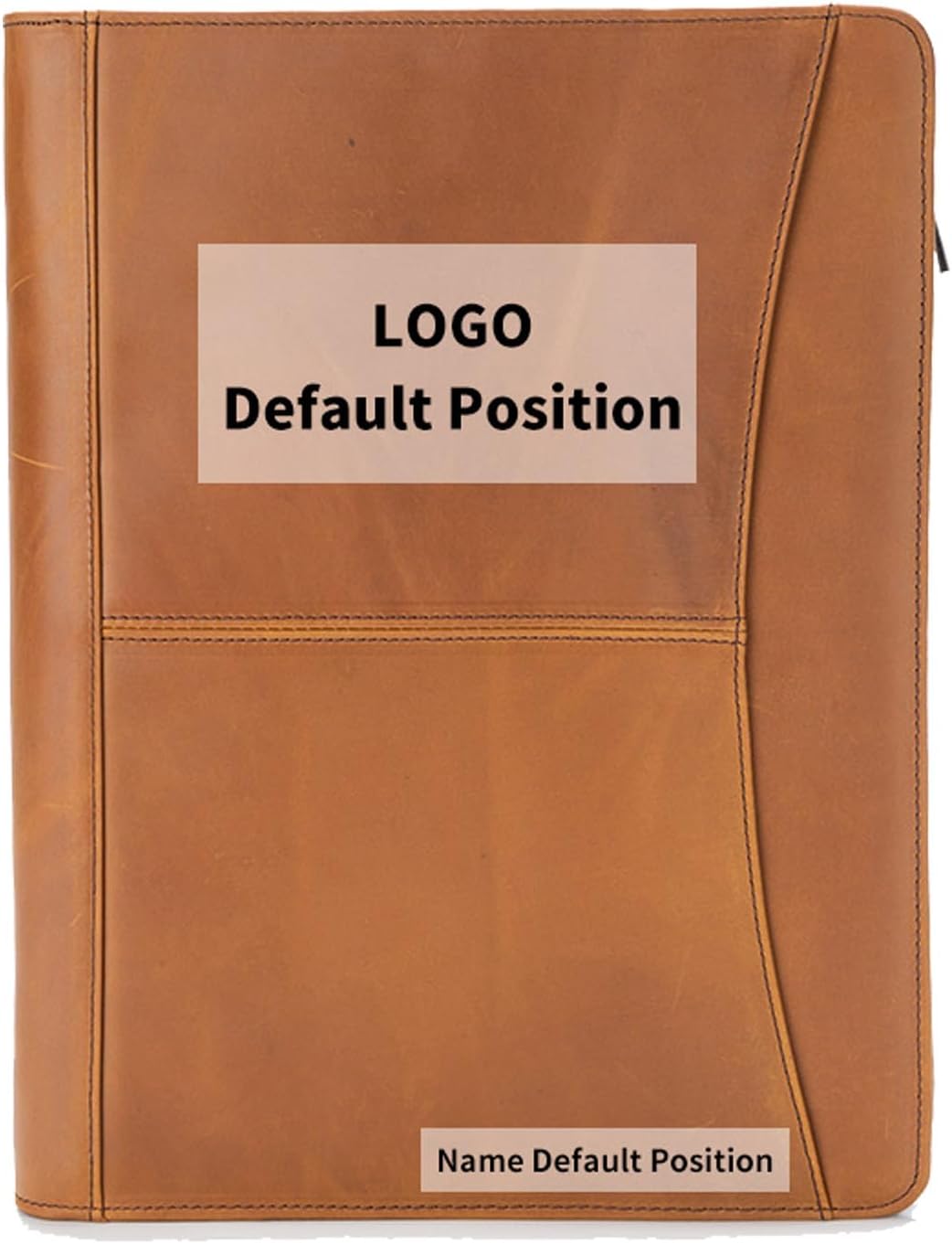 Personalized Genuine Leather Portfolio with Front Pocket for Men and Women, Custom Engraved Zippered Padfolio Binder for 8.5 x 11 Legal Pad Notebook, Professional Laptop Case, Brown