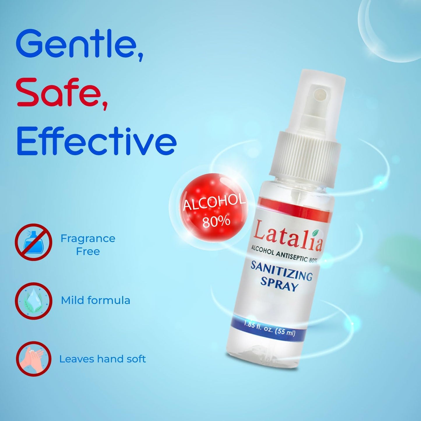 Hand Sanitizer Spray - Pack of 48 Unscented Spray Hand Sanitizer for Hands (1.85 fl. oz & 55 ml)