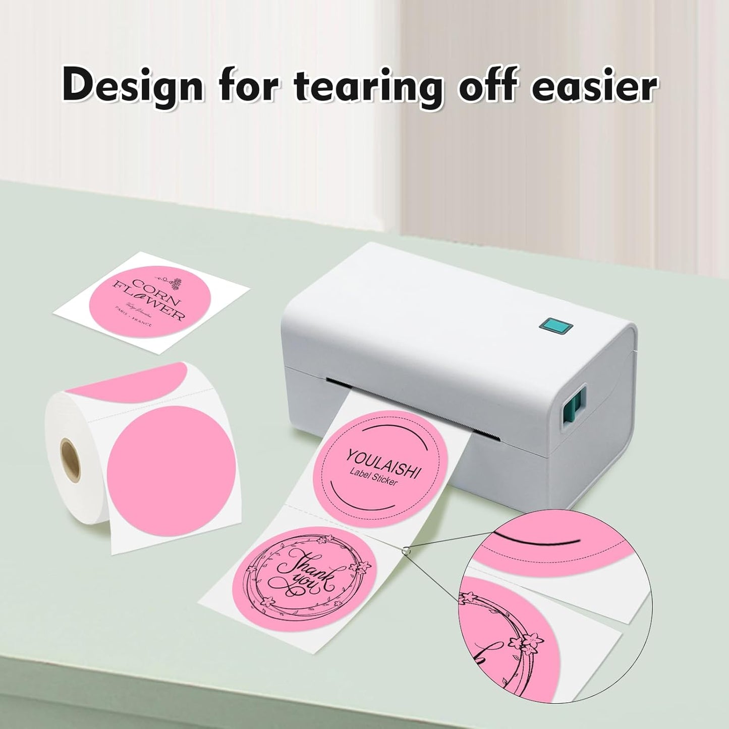 3 X 3 Inch Color Coding Dot Labels Circle Thermal Printable Waterproof 500 Pcs Round Stickers Adhesive Writable for Office, Home, Garage, DIY Sticker, Barcodes, Name Tag, Pink