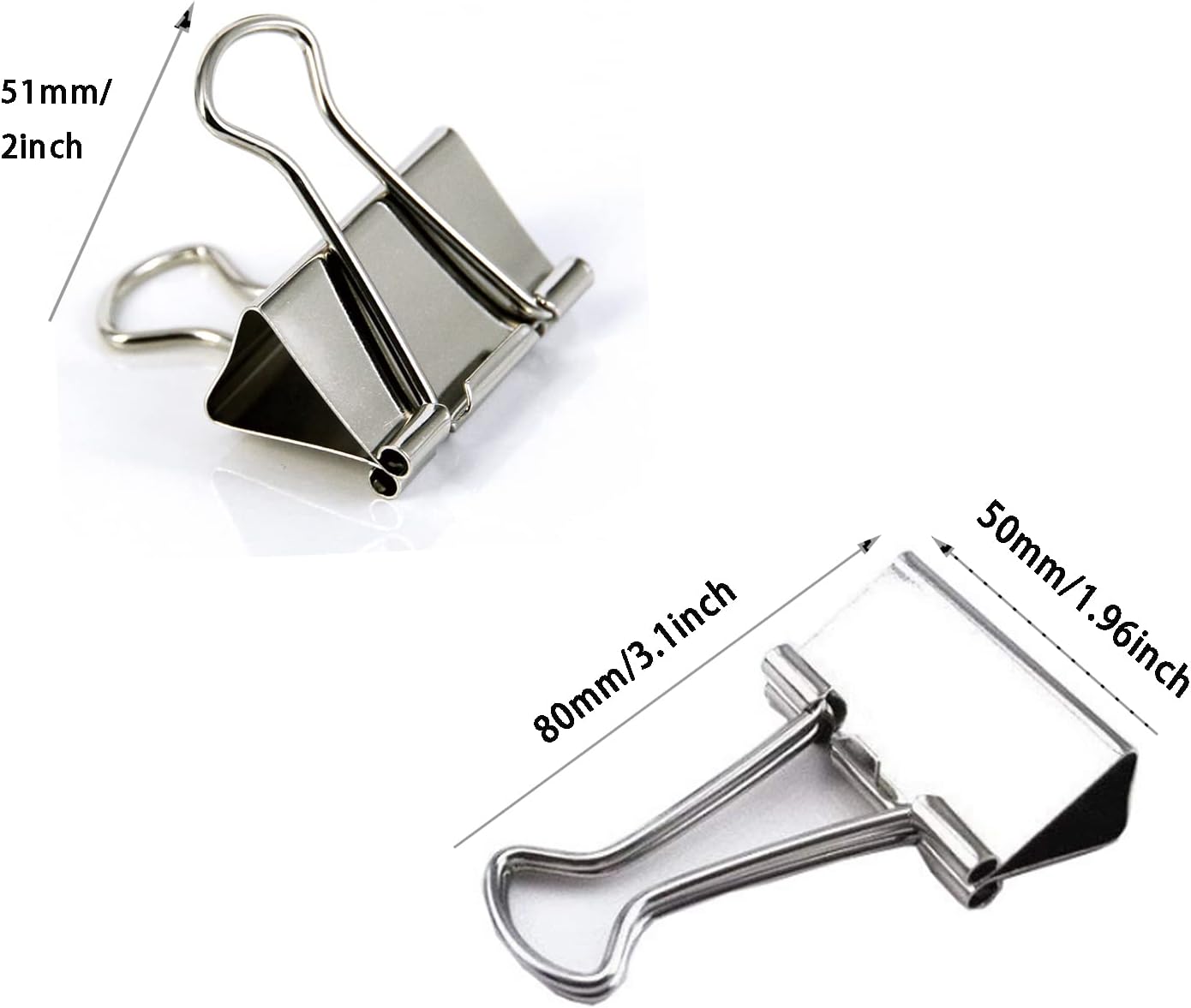 Extra Large Binder Clips 2 Inch (40 Pack), Big Paper Clamps for Office and Home Supplies, Silver