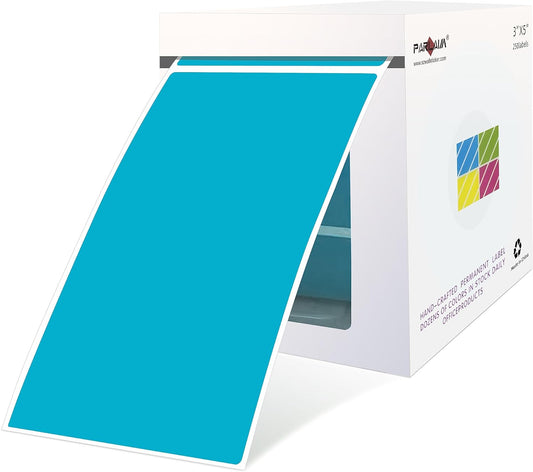 PARLAIM 5 X 3 inch Rectangle Inventory Labels Color Coding Stickers, 250PCS Permanent Sticker for Warehouse Moving Box Square Label (Teal)