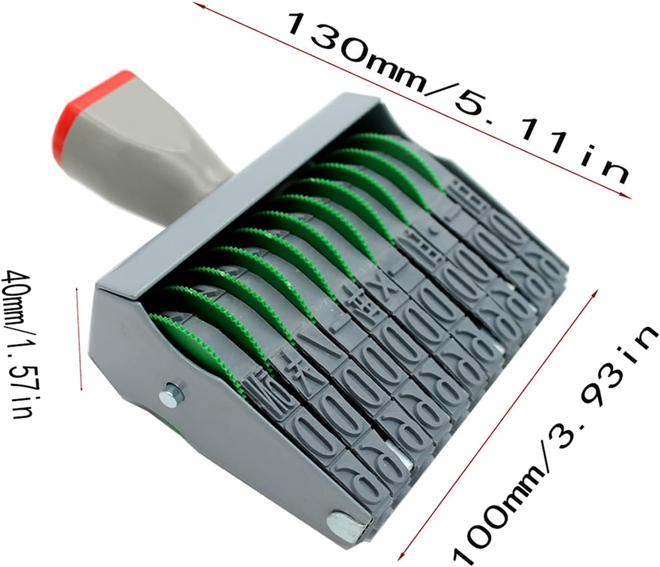 ZENG Adjustable Manual Rolling Stamp with Number 0-9 and Symbols - Metal/Rubber Office Numbering Tool, 92x12mm Imprint, Multicolor- Ink Not Included (Extra Large 11 Digit)