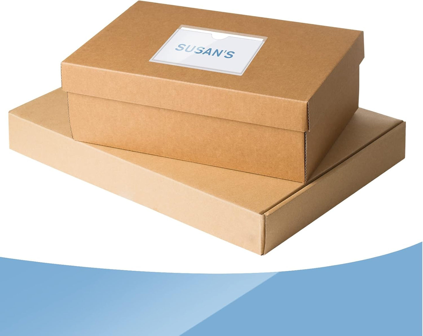 Chinco 50 Pack Clear Adhesive Pockets, Labels for Storage Bins, Plastic Self Adhesive Index Card Holder with Top Open for Organizing Bins Box Drawer(2.5 x 4.06 Inches)