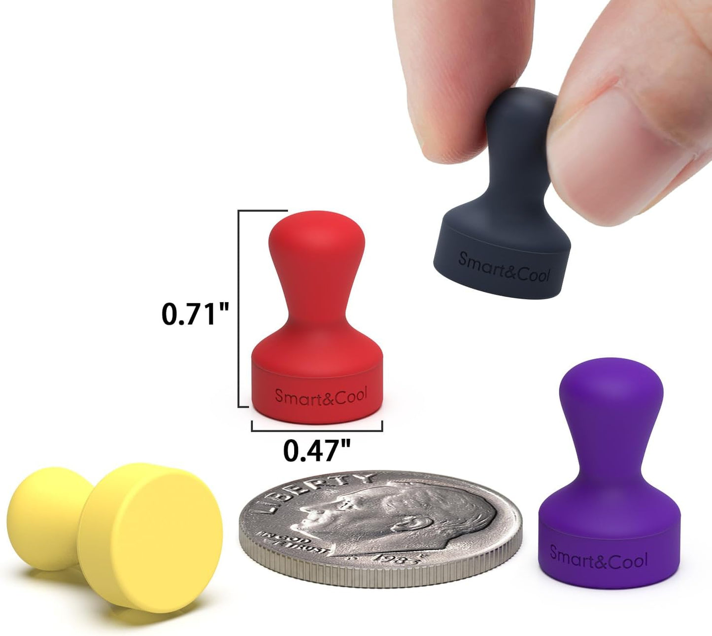 SMART&COOL Silicone Anti Scratch Push Pin Refrigerator Magnets, Thumbtack Magnets for Fridge, Dry Erase Board, Whiteboard, Office, Classroom, School (30 Pack, Multi)