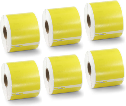 BETCKEY Colored Labels Compatible with Dymo 30324 (2-1/8" x 2-3/4") Large Multipurpose Labels, Compatible for Dymo LabelWriter Thermal 450, 4XL & Zebra Desktop Printers [6 Rolls, Yellow]