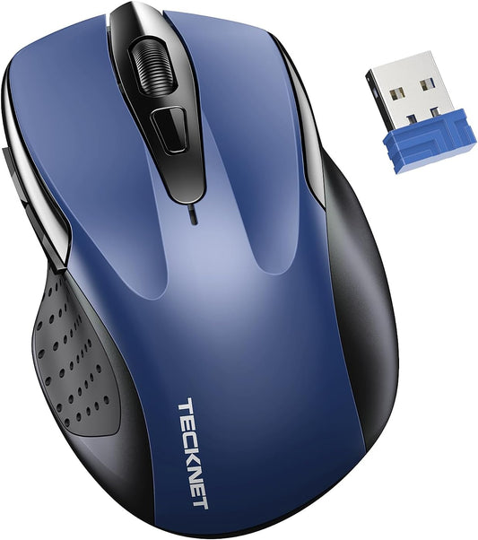 TECKNET Wireless Mouse for Laptop, Silent Mouse Quiet Click, Computer Mice Wireless, 6 Adjustable 4000 DPI Computer Mice - Blue