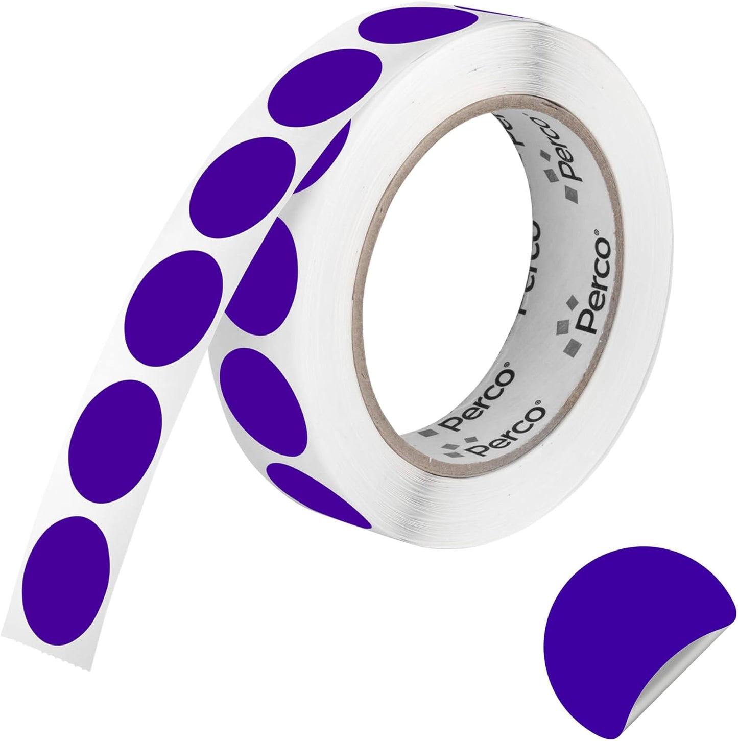 Perco Purple 1-Inch Round Circle Dot Sticker Labels with Removable Adhesive – 1,000 Labels per Roll – Versatile, Vibrant Colors, Reliable Hold, No Residue, Perforated for Convenient Use – Made in USA