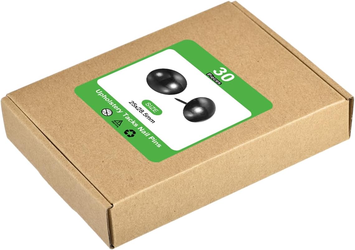 uxcell Upholstery Tacks Nail Pins Furniture, 30Pcs 25x28.5mm Thumb Tack Pins Assortment Kit Carbon Steel for Home Sofa DIY Decorative Nail Heads Nails, Black